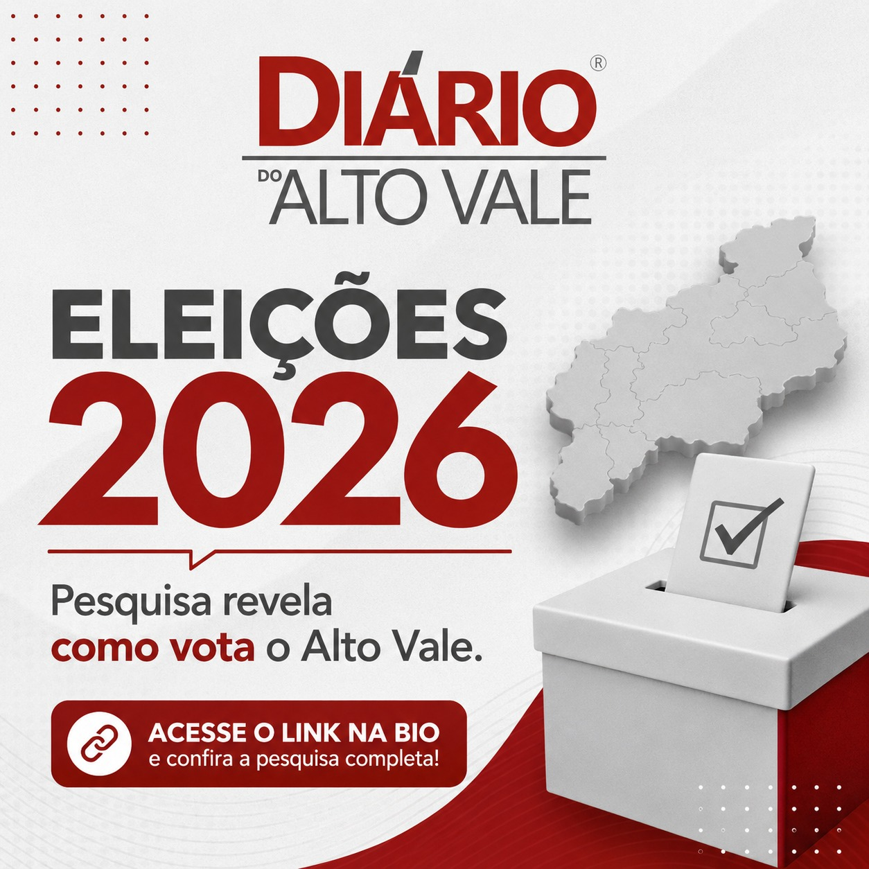 Pesquisa revela cenário eleitoral no Alto Vale para as eleições de 2026